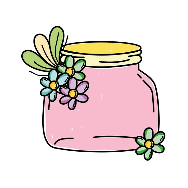 Mason Małe Szklane Kwiatów Liści Ilustracja Wektorowa — Wektor stockowy
