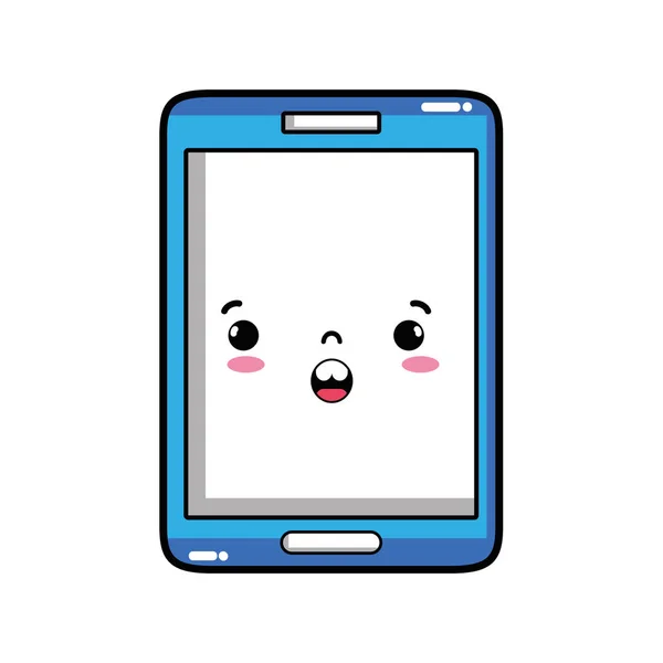 Kawaii Smartphone Cute Wajah Terkejut Vektor Ilustrasi - Stok Vektor
