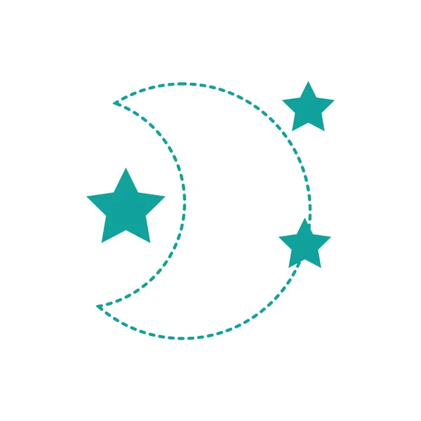 Forma Pontilhada Lua Bonito Com Estrelas Ilustração Vetor Espaço Noturno — Vetor de Stock
