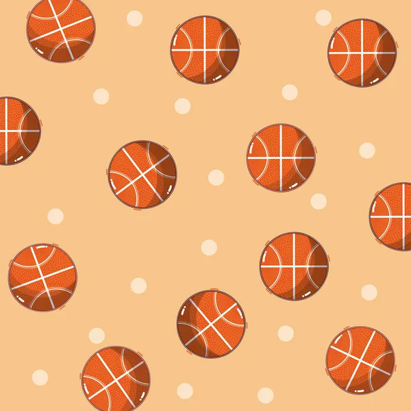 Baloncesto Deporte Bolas Patrón Fondo Vector Ilustración Diseño Gráfico — Vector de stock