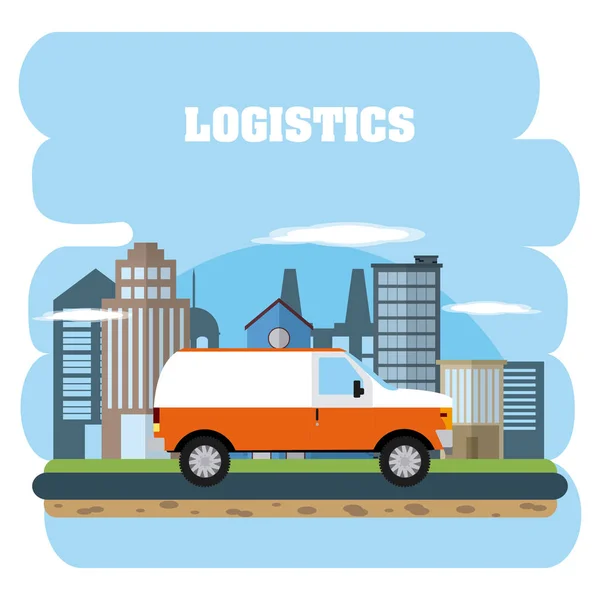 Delivery Truck City Vector Illustration Graphic Design — Stock Vector