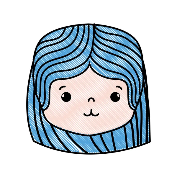 Терта Дівчина Голова Зачіскою Ніжним Обличчям Векторні Ілюстрації — стоковий вектор