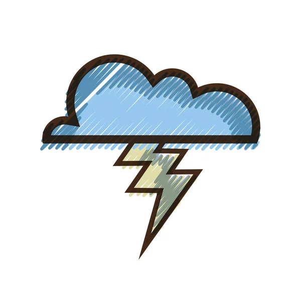 Strouhaný Cloud Thunder Přirozené Počasí Obloha Vektorové Ilustrace — Stockový vektor