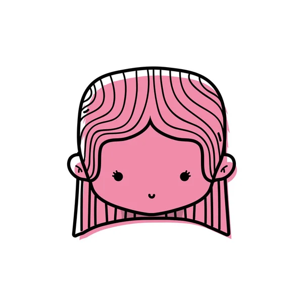 Cor Menina Cabeça Com Cabelo Liso Design Vetor Ilustração — Vetor de Stock