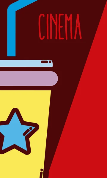 Soda Cup Cinema Niedlich Cartoon Konzept Vektor Illustration Grafik Design — Stockvektor