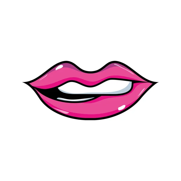 Mond Met Lippenstift Beet Inferieur Lip Vectorillustratie — Stockvector