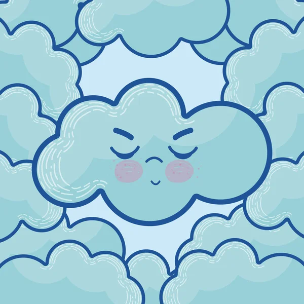 Bonitas Caricaturas Nubes Cielo Vector Ilustración Diseño Gráfico — Archivo Imágenes Vectoriales