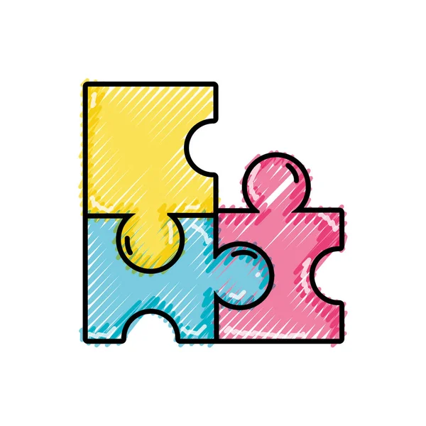 Strouhaný Puzzle Kusů Hra Idea Řešení Vektorové Illutration — Stockový vektor