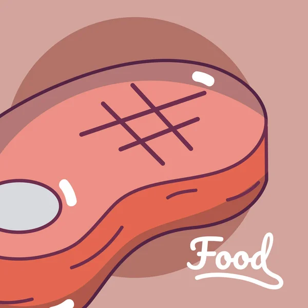 Carne Bistecca Concetto Cartone Animato Vettore Illustrazione Grafica — Vettoriale Stock