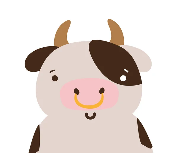 Colorido Adorable Feliz Vaca Animal Salvaje Vector Ilustración — Vector de stock