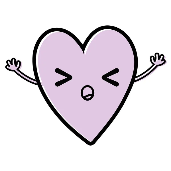 Color Lindo Corazón Dormido Kawaii Con Ilustración Vector Brazos — Vector de stock