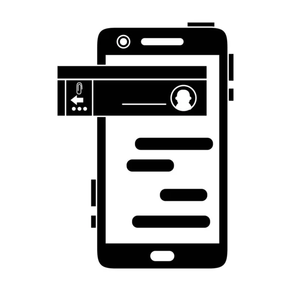 Contorno Smartphone Con Chat Social Burbuja Mensajes Vector Ilustración — Vector de stock