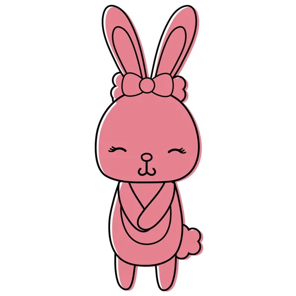 Color Cute Shy Rabbit Female Wild Animal Vector Illustration — Stock Vector