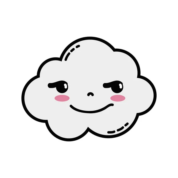 Pícaro Lindo Kawaii Nube Tiempo Vector Ilustración — Archivo Imágenes Vectoriales