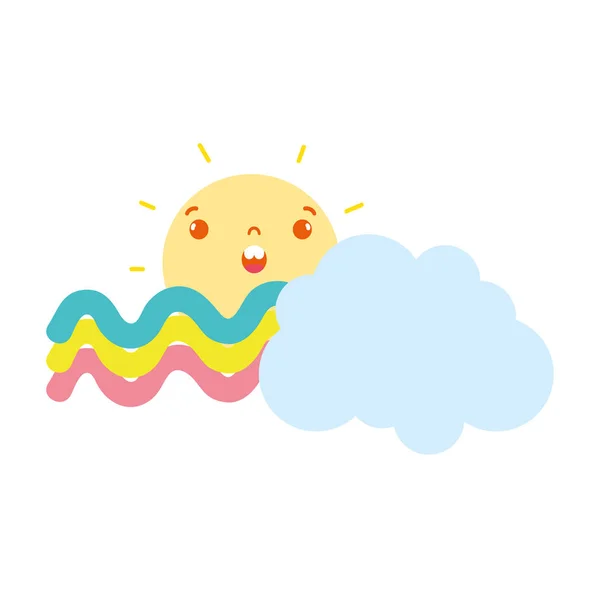 Πολύχρωμο Έκπληκτος Ήλιο Εικονογράφηση Φορέα Καιρός Σύννεφο Και Ουράνιο Τόξο — Διανυσματικό Αρχείο