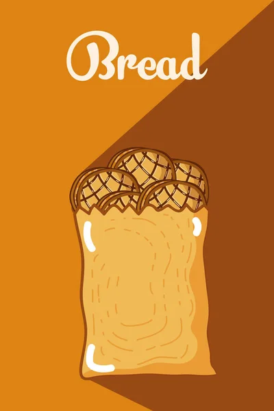 Chleby Sáčku Přes Barevné Pozadí Vektorové Ilustrace Grafický Design — Stockový vektor