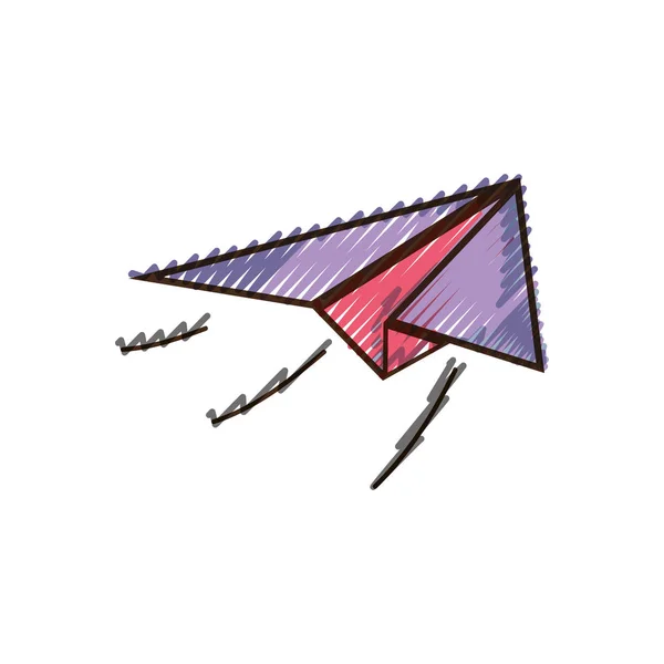 Doodle Vliegtuig Papier Vlieg Naar Origami Play Vectorillustratie — Stockvector