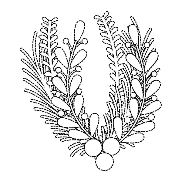 Gepunktete Form Rustikale Zweige Blätter Mit Natürlichen Blüten Vektor Illustration — Stockvektor