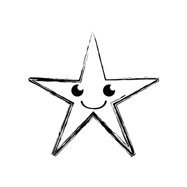 Figur Leende Skinande Stjärna Kawaii Tecknade Vektorillustration — Stock vektor