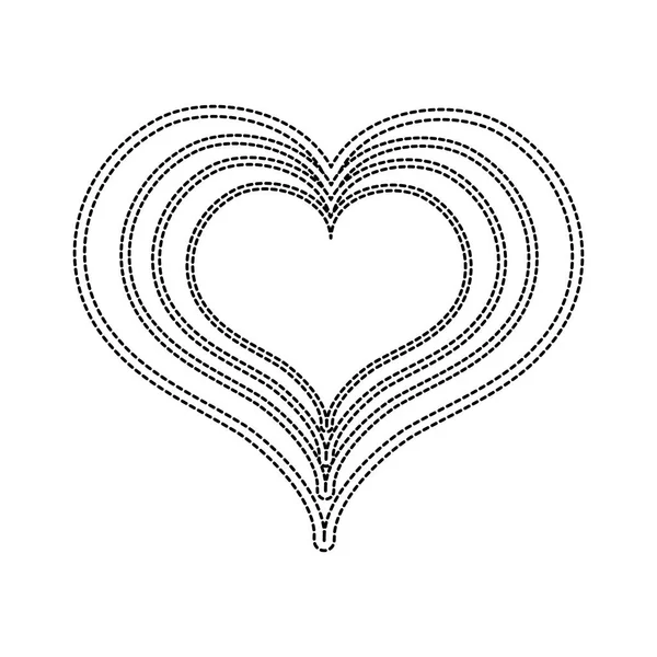Gepunktete Form Herz Liebe Mit Gravur Design Dekoration Vektor Illustration — Stockvektor