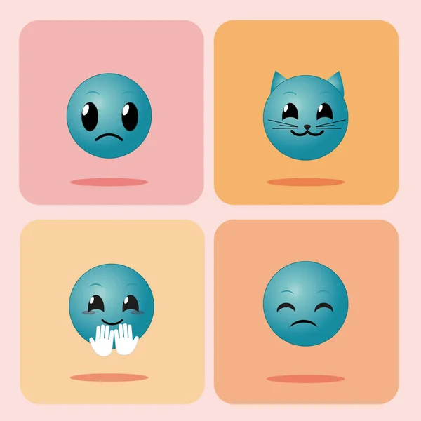 Conjunto Emojis Cuadrados Iconos Colección Vector Ilustración Diseño Gráfico — Vector de stock