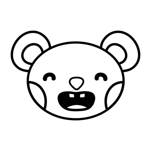 Ilustracji Line Uśmiech Bear Głowy Wektor Zwierzę Ładny — Wektor stockowy