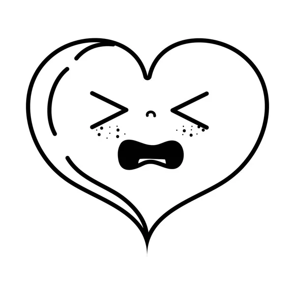Linie Gaudy Heart Love Kawaii Cartoon Vektor Illustration — Stockvektor