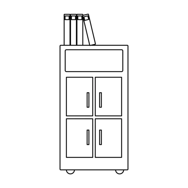 Lijn Archief Cab Bestand Met Boeken Document Vectorillustratie — Stockvector