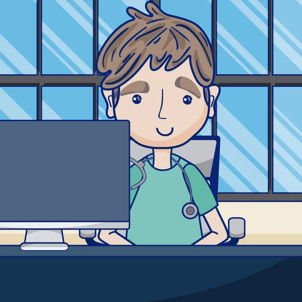 Médico desenho animado personagem pessoa no fundo branco vetor profissão  uniforme trabalhador isolado ilustração criança sorrindo menino jogando  imagem vetorial de adekvat© 145139489