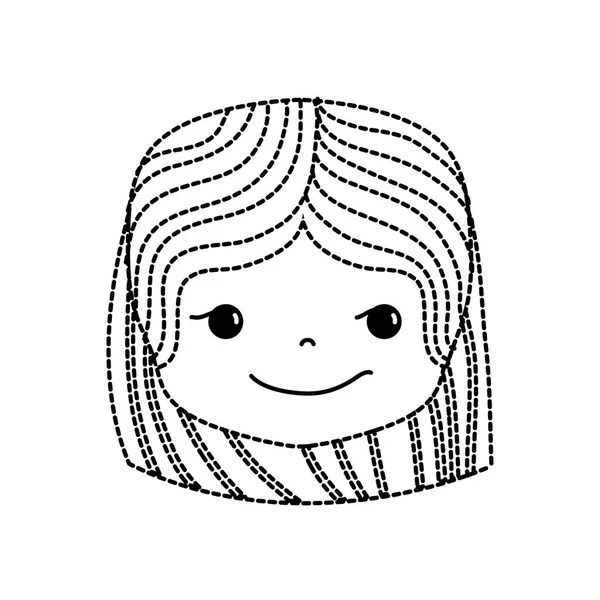 虚线形状的女孩头与发型和流氓脸矢量插图 — 图库矢量图片