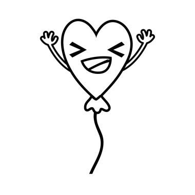 satır mutlu kalp balon kawaii silah vektör çizim ile