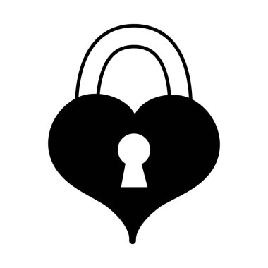 kontur kalp sevgi ile asma kilit şekli tasarlamak vektör