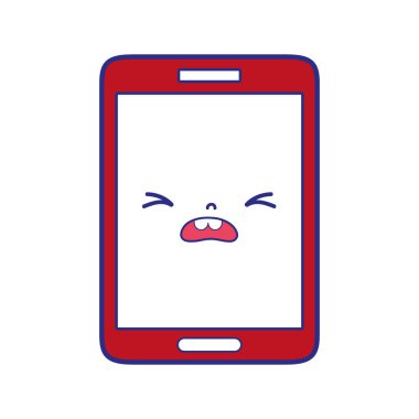 renkli kawaii smartphone tatlı yazık yüz vektör çizim