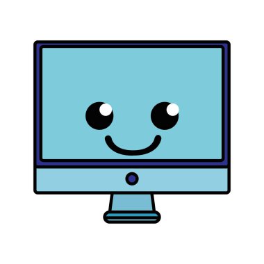 renkli gülümseme bilgisayar ekran kawaii karikatür vektör çizim