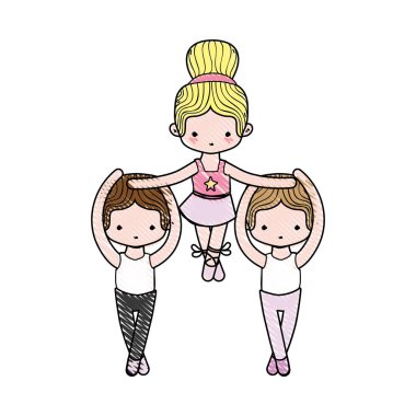 rendelenmiş grup profesyonel Tekdüzen vektör çizim ile bale