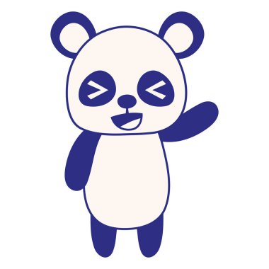 tam renkli sevimli ve neşeli panda vahşi hayvan vektör çizim