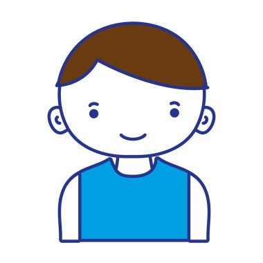 tam renkli mutlu çocuk t-shirt ve saç şekli vektör çizim ile