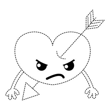vektör çizim şekli kızgın kalp ok kawaii ve kolları ile noktalı