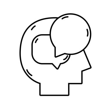 satır siluet adamla sohbet kabarcıklar iletilerin vektör çizim içinde