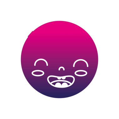 siluet kawaii kafa ile sevimli gülümseme yüzünü illüstrasyon vektör