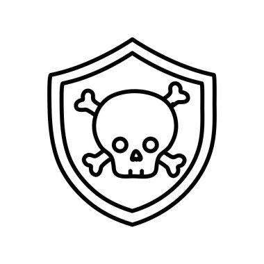 vektör çizim içinde tehlikeli kafatası kemikleri ile hat güvenlik kalkan