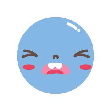 şirin yazık yüz ile tam renkli kawaii baş illüstrasyon vektör