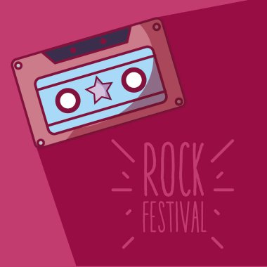Müzik kaset rock festivali çizgi film vektör çizim grafik tasarım