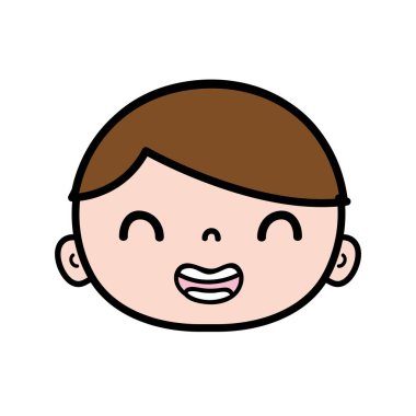 Avatar çocuk kafa kahverengi saçlı vektör çizim ile gülümse