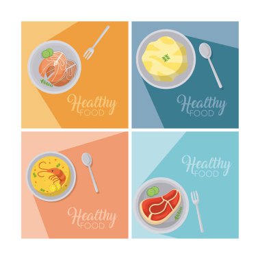 Kare kare sağlıklı gıda vektör çizim grafik tasarım