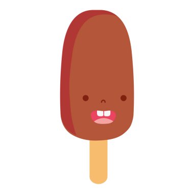 renkli gülümseme oval buz lolly kawaii vektör çizim