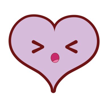 kalp tutku kawaii karakter vektör çizim uyku çizgi rengi