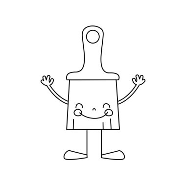çizgi kawaii mutlu fırça nesnesi kollar ve bacaklar vektör çizim ile
