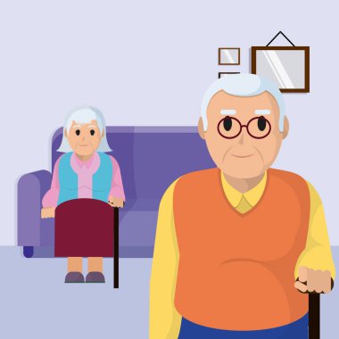 Şirin dedesi Çift Oda vektör çizim grafik tasarım