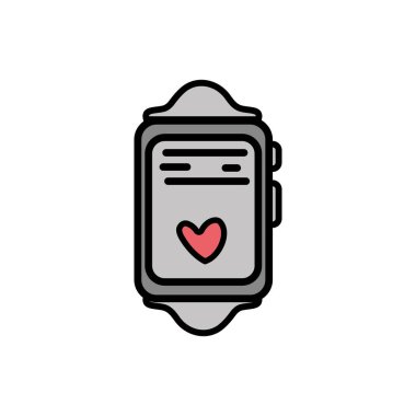 SmartWatch teknoloji nesne kalp ritim vektör çizim ile